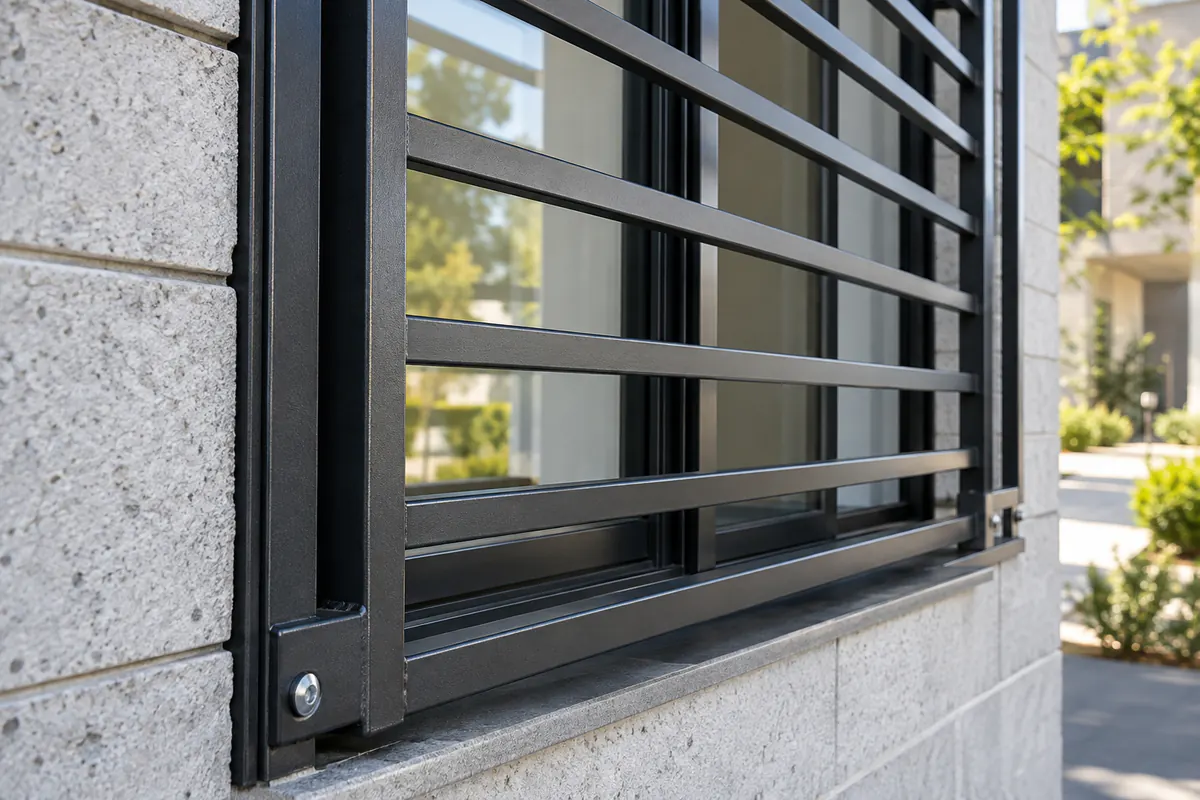 Detalhe do acabamento profissional de fabricação de grade